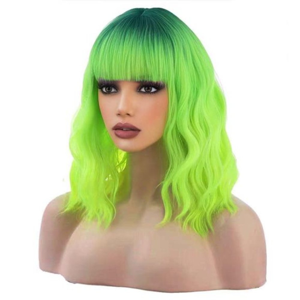 HOT Women Synthetic Hair Wig Ombre Fluorescent green